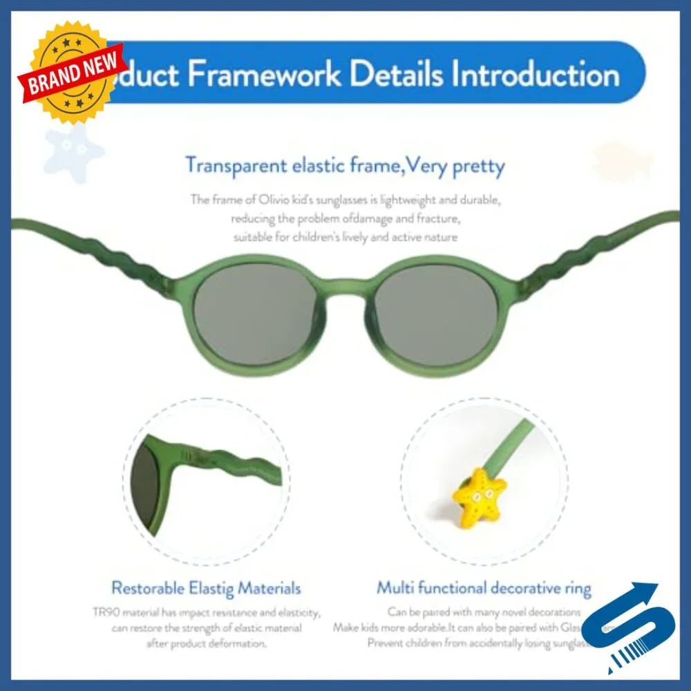 Polarized Kids Sunglasses UV Protection Flexible Frame Adjustable Fit